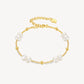 Little Golden Bean Watches & Pearl Bracelet & Mother-of-Pearl Necklace Gift Set - FIYTA