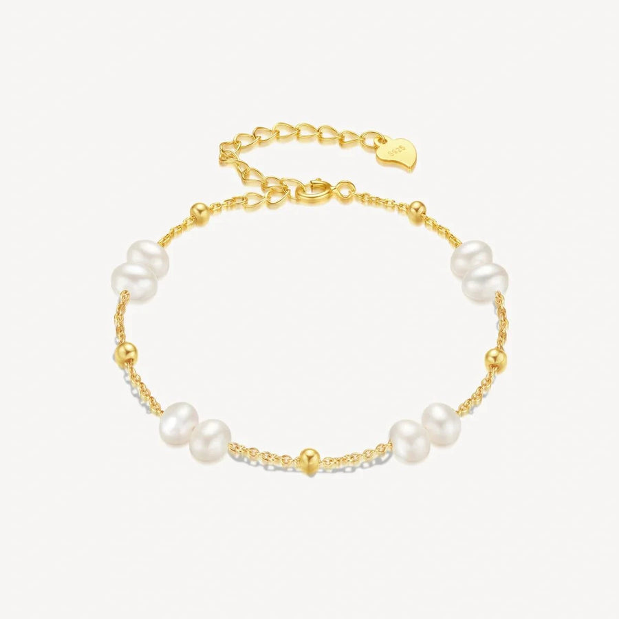 Gold Watch Mother-of-Pearl & Pearl Bracelet Gift Set - FIYTA