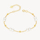 Gold Watch Mother-of-Pearl & Necklace & Pearl Bracelet Gift Set - FIYTA