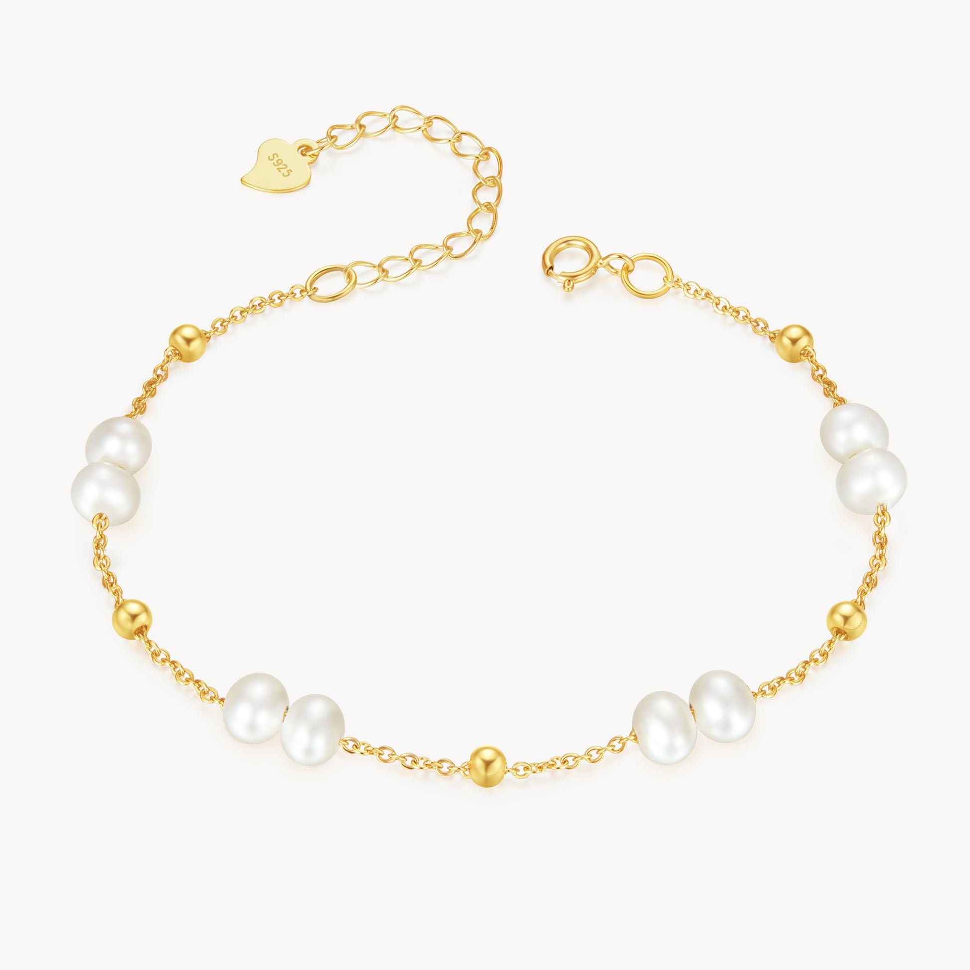 Gold Watch Mother-of-Pearl & Necklace & Pearl Bracelet Gift Set - FIYTA