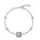FIYTA Little Luck Four-Leaf Clover Bracelet AB0015.WSDG front view (Aqua Blue)