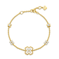 FIYTA Little Luck Four-Leaf Clover Bracelet AB0013.GSDM front view (Gold & Silver)