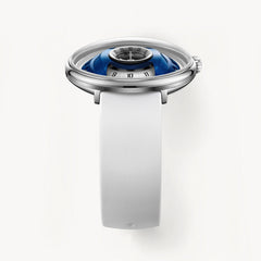 Interstellar Collection "Space Shuttle" Men's Mechanical Watch - FIYTA (Navy Blue Dial / White Strap)