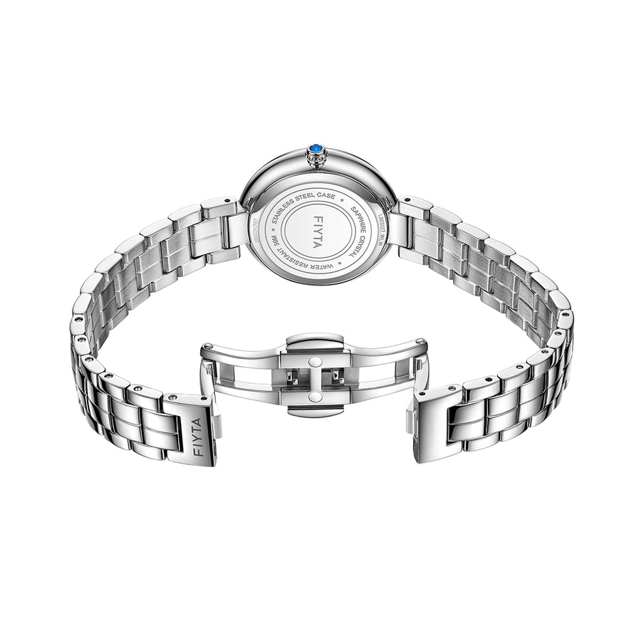 FIYTA Aurora Women's Quartz Watch L865027.WLW detail image (Navy Blue Dial / Silver Strap)