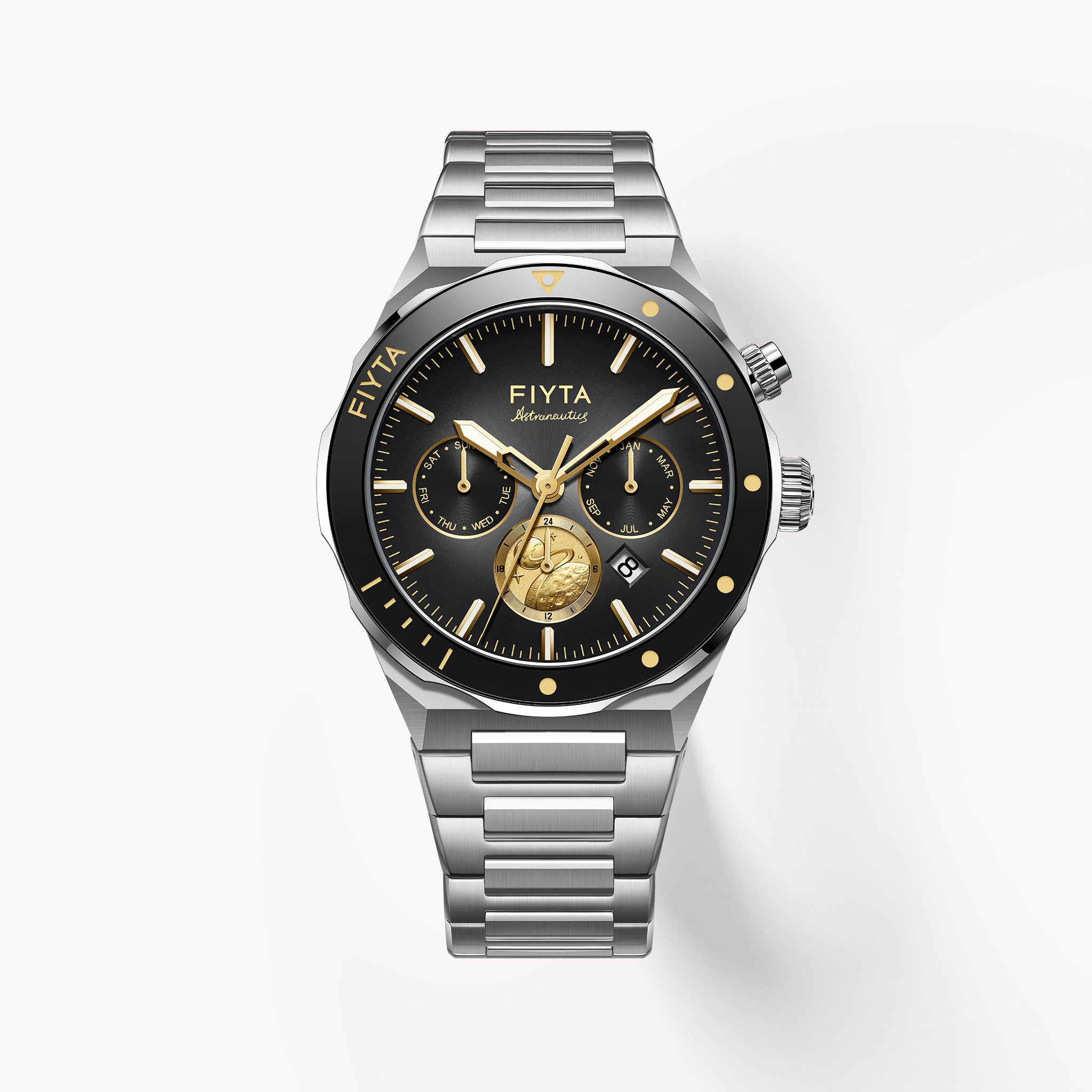 Aeronuatics Collection "Moon" 18K Gold Men's Mechanical Automatic Watch - FIYTA