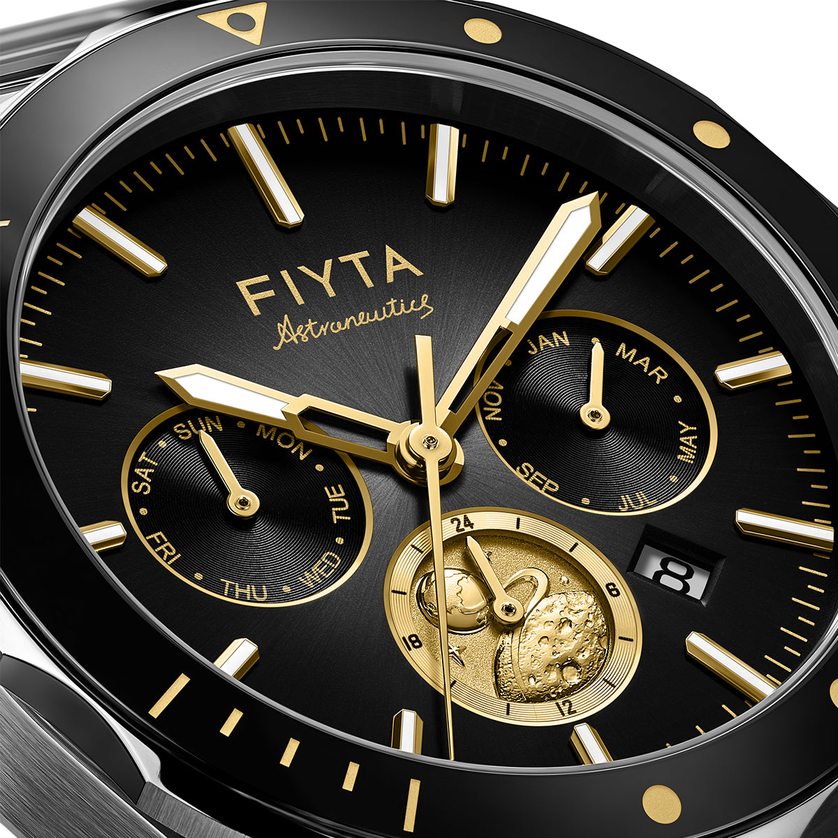 Aeronuatics Collection "Moon" 18K Gold Men's Mechanical Automatic Watch - FIYTA