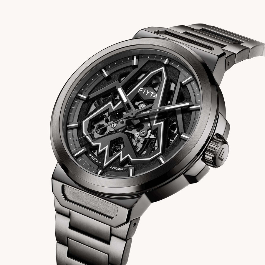 FIYTA Space Rocket Men's Automatic Watch DGA35011.HHH detail image (Black Dial / Black Strap)