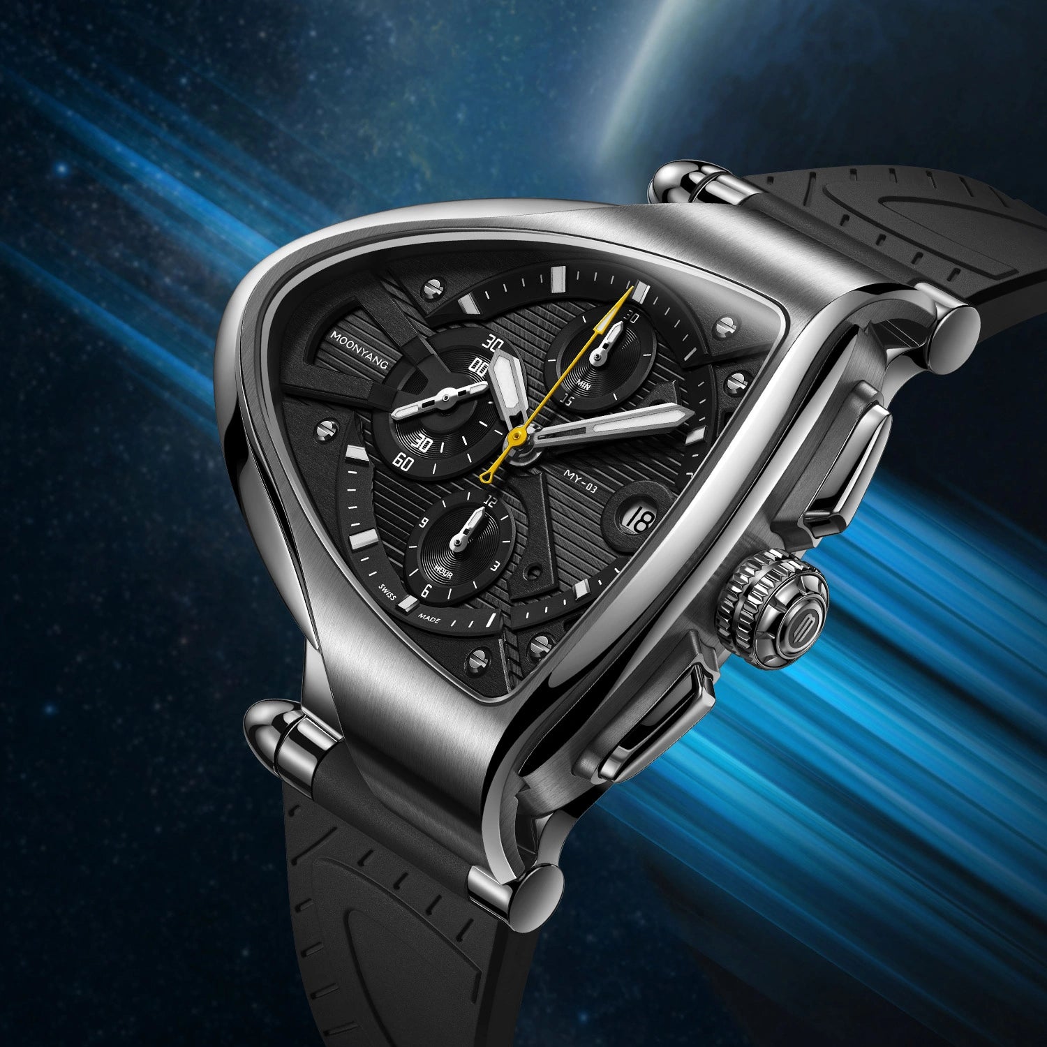 MOONYANG Chronograph Watch Spaceship - Lunar Soil Gray - FIYTA