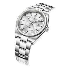 FIYTA Ginkgo Relief Men's Automatic Watch GA520013.WWW detail image (Silver Dial / Silver Strap)