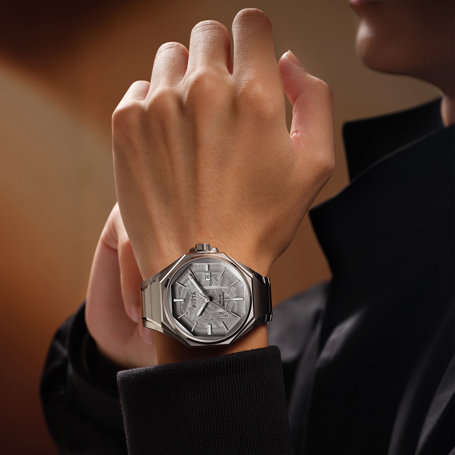 Aeronuatics Collection Men's Ultra-thin Mechanical Movement Watch with Meteorite Dial - FIYTA