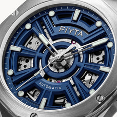 FIYTA Openwork Sport Men's Automatic Watch GA866025.WLL detail image (Navy Blue Dial / Navy Blue Strap) (GA866025.WLL)