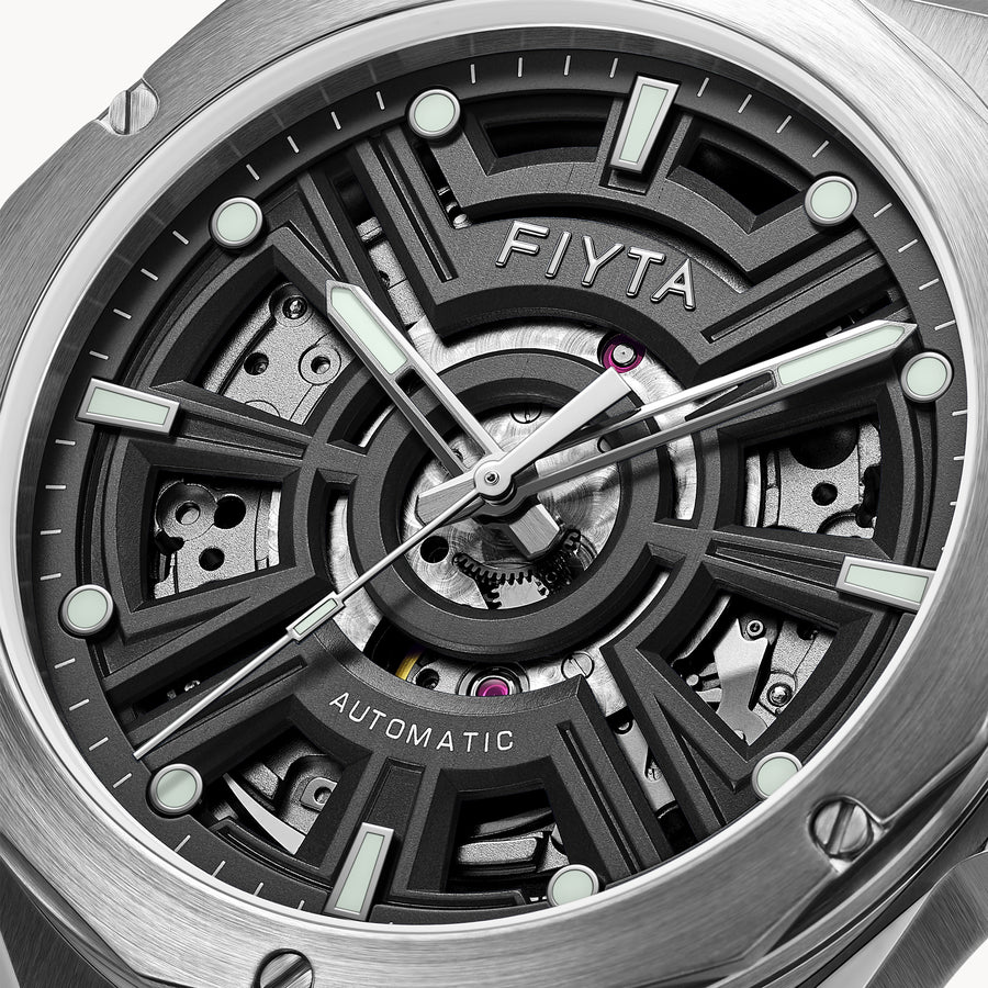 FIYTA Openwork Sport Men's Automatic Watch GA866025.WHB detail image (Black Dial / Black Strap) (GA866025.WHB)