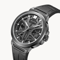 FIYTA Space Capsule Men's Automatic Watch 42 mm DGA35006.HHB.B detail image (Black Dial / Black Strap / Leather (DGA35006.HHB.B)) (DGA35006.HHB.B)