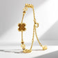 Gold Watch for Women & Tiger’s Eye Clover Bracelet Gift Set - FIYTA