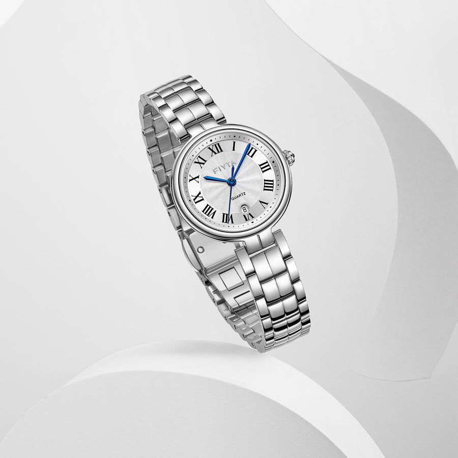 FIYTA Little Bliss Women's Quartz Watch DL865037.WWW detail image (Silver Dial / Silver Strap)