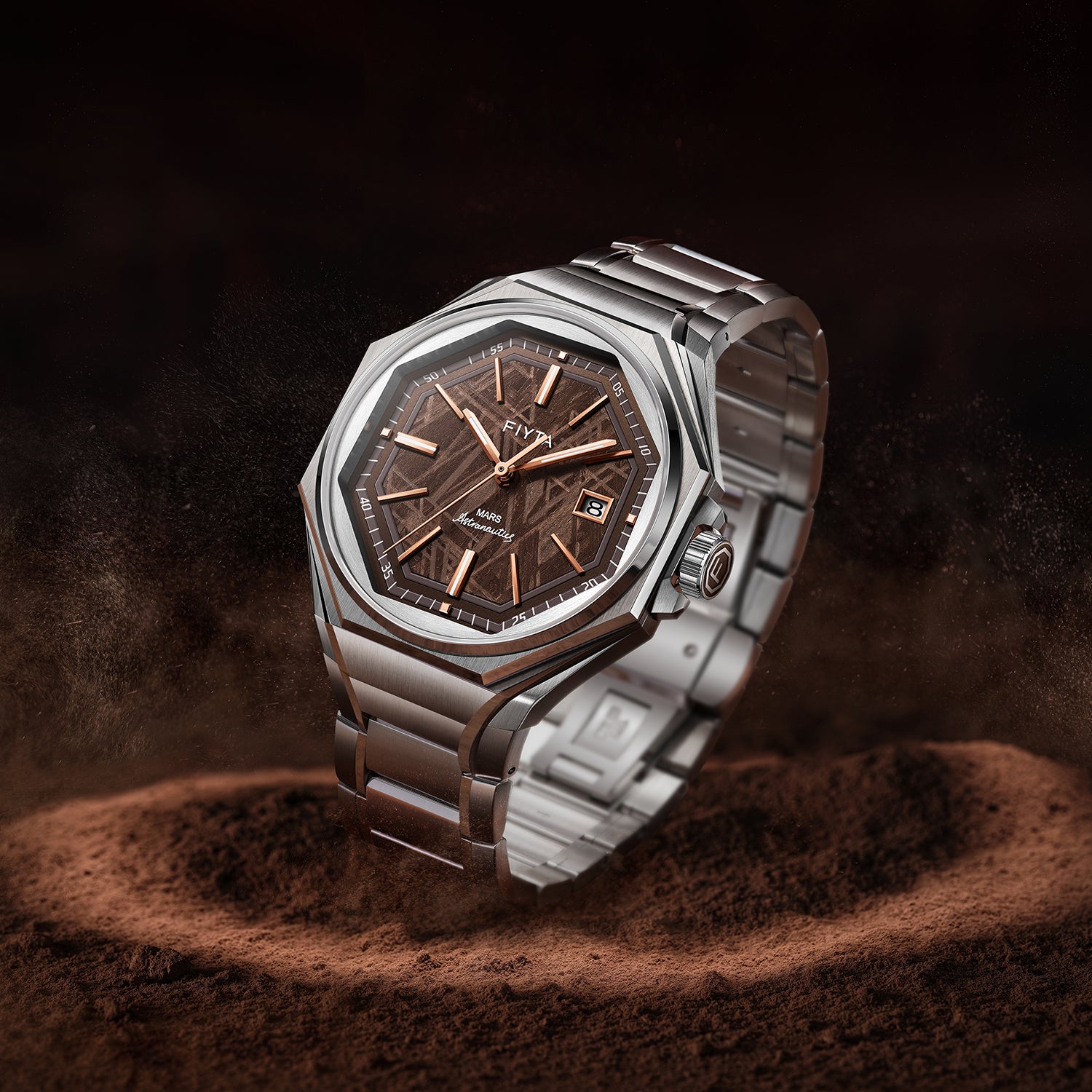 Aeronuatics Collection Men's Ultra-thin Mechanical Movement Watch with Meteorite Dial - FIYTA