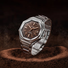 FIYTA Mars-500 Men's Automatic Watch GA880000.WKW detail image (Brown Dial / Silver Strap)