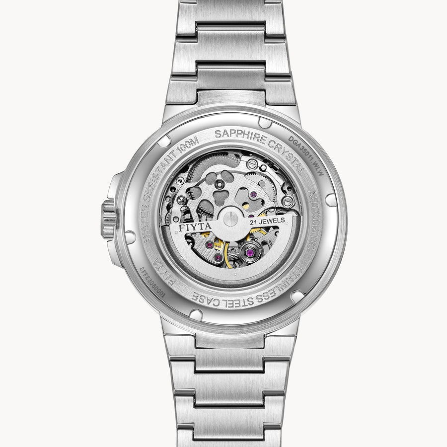 FIYTA Space Rocket Men's Automatic Watch DGA35011.WLW detail image (Navy Blue Dial / Silver Strap)