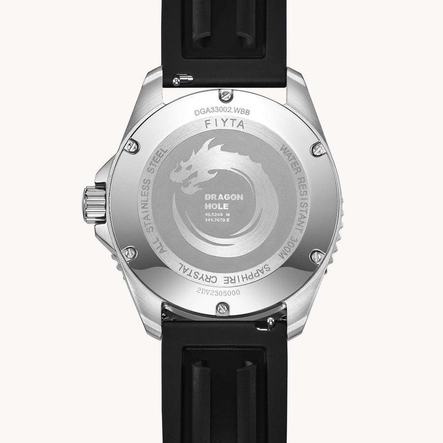 FIYTA Diver Gen 3 Men's Automatic Watch DGA33002.WBB detail image (Black Dial / Black Strap)