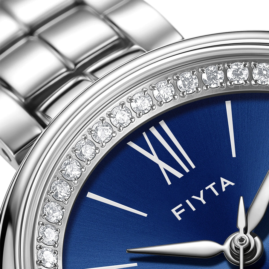 FIYTA Aurora Women's Quartz Watch L865027.WLW detail image (Navy Blue Dial / Silver Strap)