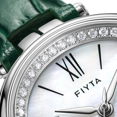 FIYTA Aurora Women's Quartz Watch L865027.WWN detail image (Mother-of-Pearl Dial / Mint Green Strap)