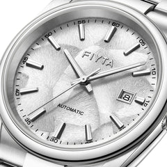 FIYTA Ginkgo Relief Men's Automatic Watch GA520013.WWW detail image (Silver Dial / Silver Strap)