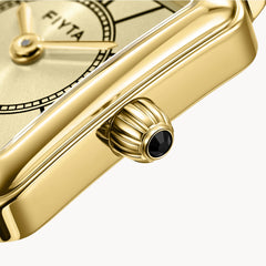 FIYTA Mini Retro Square Women's Quartz Watch DL865033.GGG detail image (Gold Dial / Gold Strap) (DL865033.GGG)