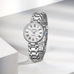 FIYTA Little Bliss Women's Automatic Watch LA803003.WWW detail photo (Silver Dial / Silver Strap)