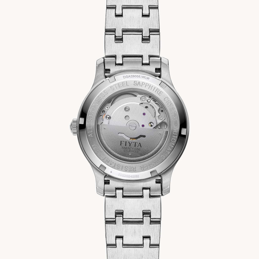 FIYTA Minimalist Automatic Men's Automatic Watch (No Returns Or Exchanges) DGA29005.WLW detail image (Navy Blue Dial / Silver Strap — Final Sale)