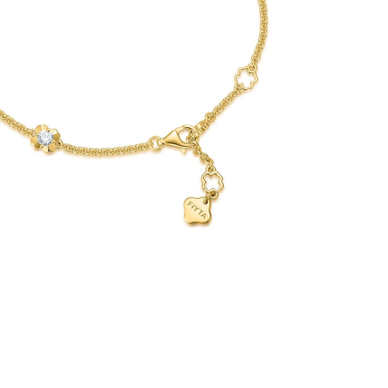 FIYTA Little Luck Four-Leaf Clover Bracelet AB0013.GSDM worn on the wrist (Gold & Silver)