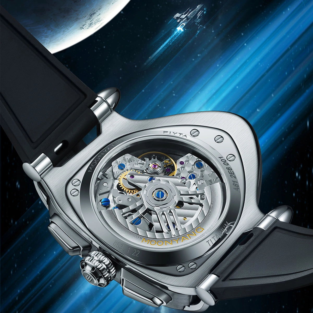 MOONYANG Chronograph Watch Spaceship - Nebula blue - FIYTA