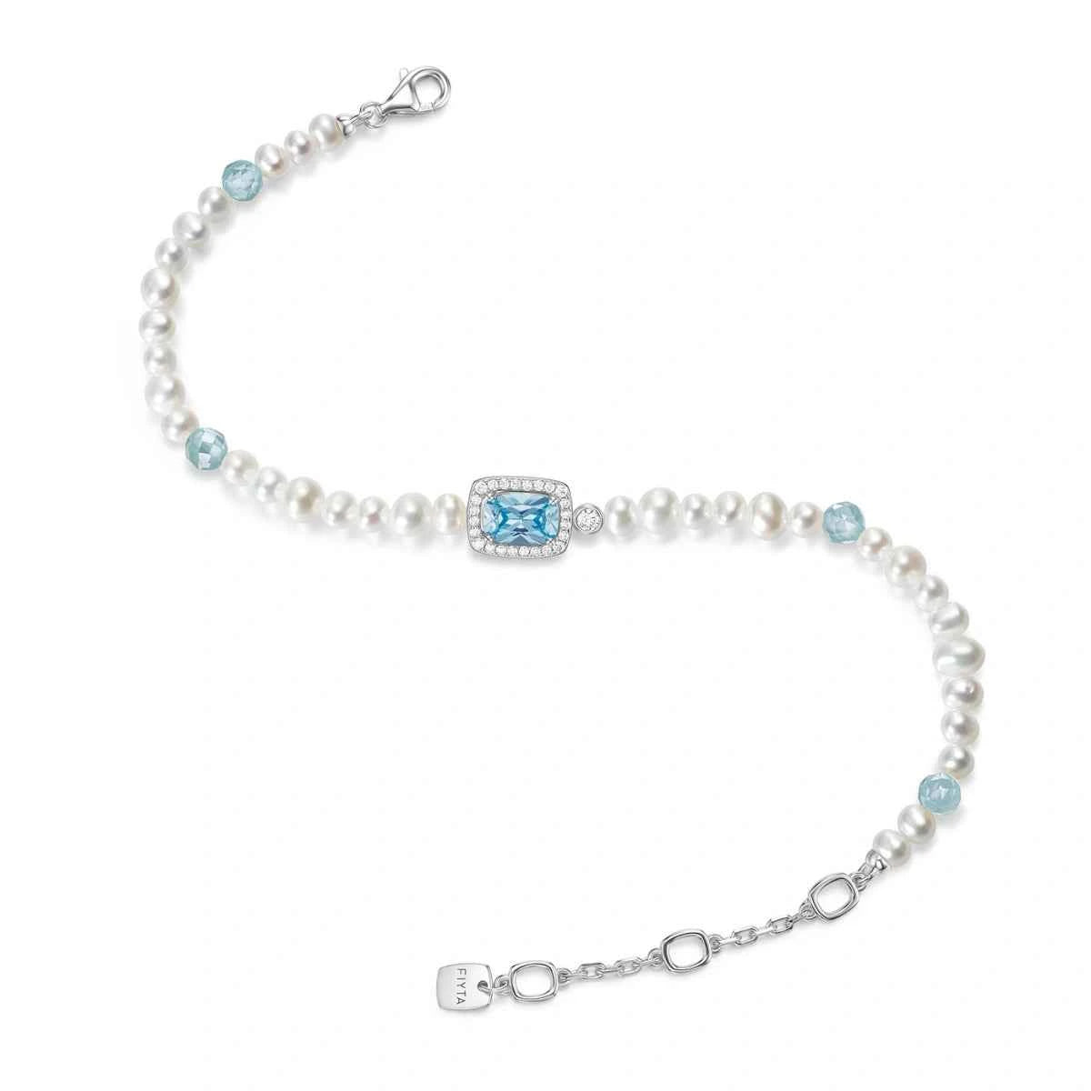 Sugar Cube Collection Women Pearl Bracelet - Aqua Blue