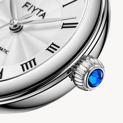 FIYTA Little Bliss Women's Automatic Watch LA803003.WWW detail photo (Silver Dial / Silver Strap)