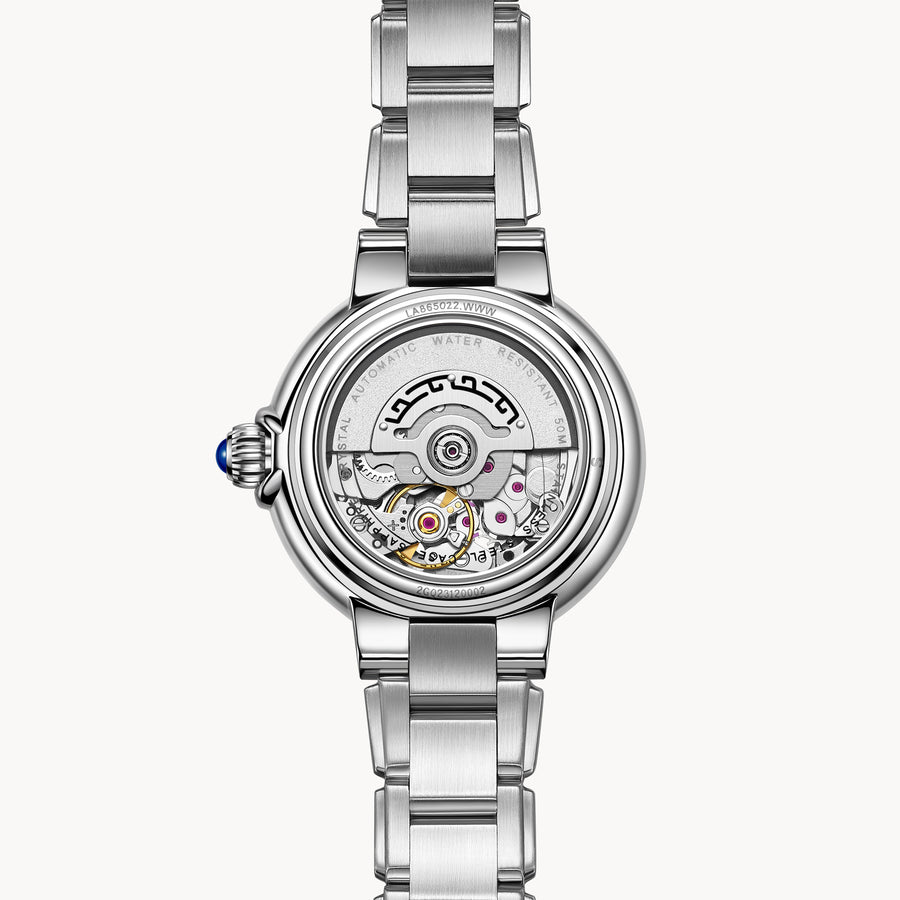 FIYTA Good Fortune Persimmon Women's Automatic Watch LA865022.WWW detail photo (Silver Dial / Silver Strap)