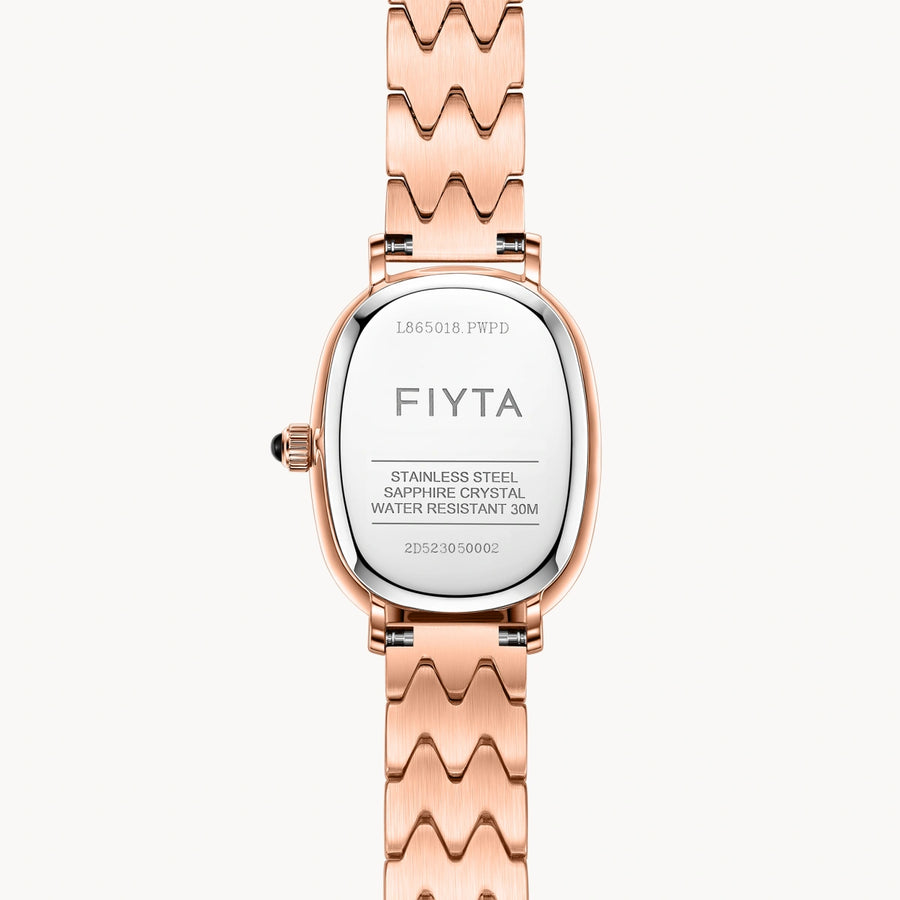 FIYTA Cocoa Zircon-Set Women's Quartz Watch L865018.PWPD detail photo (White Dial / Rose Gold Strap)
