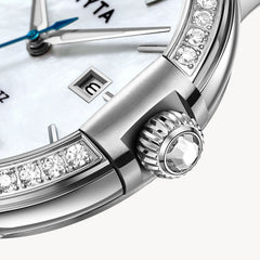 FIYTA Heart Lock Women's Quartz Watch L803002.WWWD detail image (Mother-of-Pearl Dial / Silver Strap)