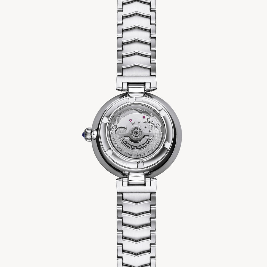 FIYTA V-Neck Women's Automatic Watch LA869011.WLWH detail image (Navy Blue Dial / Silver Strap)