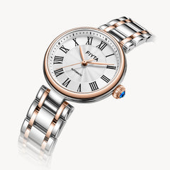 FIYTA Little Bliss Women's Automatic Watch LA803003.MWM detail photo (Silver Dial / Rose Gold & Silver Strap)
