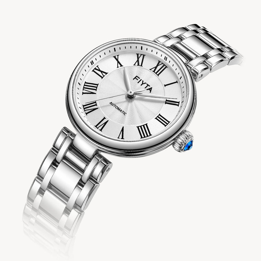 FIYTA Little Bliss Women's Automatic Watch LA803003.WWW detail photo (Silver Dial / Silver Strap)