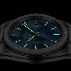 FIYTA Ginkgo Relief Men's Automatic Watch GA520013.WLW detail image (Aqua Blue Dial / Silver Strap)