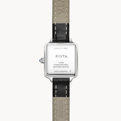 FIYTA Mini Retro Square Women's Quartz Watch DL865033.WWB detail image (Silver Dial / Black Strap) (DL865033.WWB)