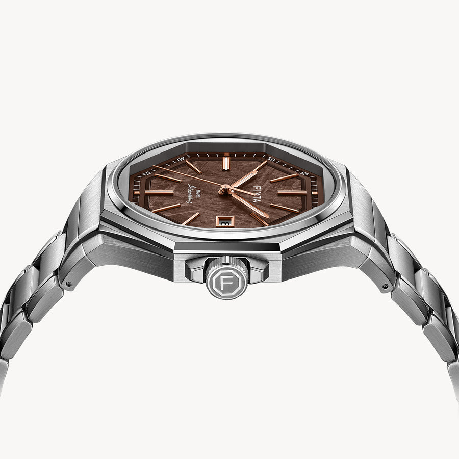 FIYTA Mars-500 Men's Automatic Watch GA880000.WKW detail image (Brown Dial / Silver Strap)