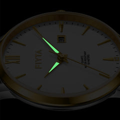 FIYTA Joyart Classic Pair Men's Quartz Watch 41 mm – 50 m G800023.TWT detail image (White Dial / Gold & Silver Strap)