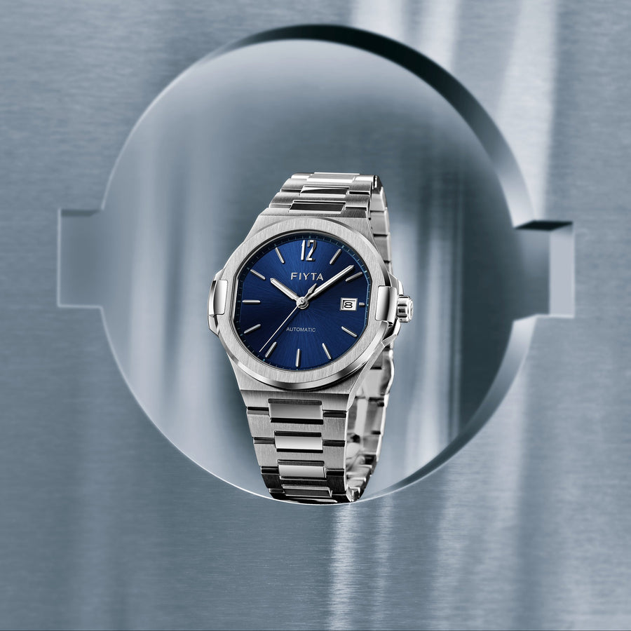 FIYTA Astronaut Automatic Men's Automatic Watch GA856000.WLW detail image (Navy Blue Dial / Silver Strap)