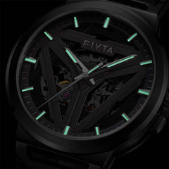 FIYTA Space Capsule Men's Automatic Watch 42 mm DGA35001.BBB.A detail image (Black Dial / Black Strap / Leather (DGA35001.BBB.A)) (DGA35001.BBB.A)