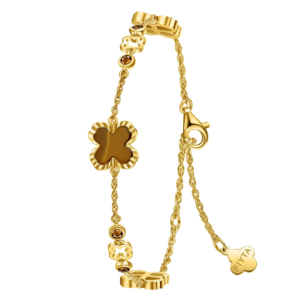 Tiger’s Eye Clover Bracelet Jewelry for Women - FIYTA