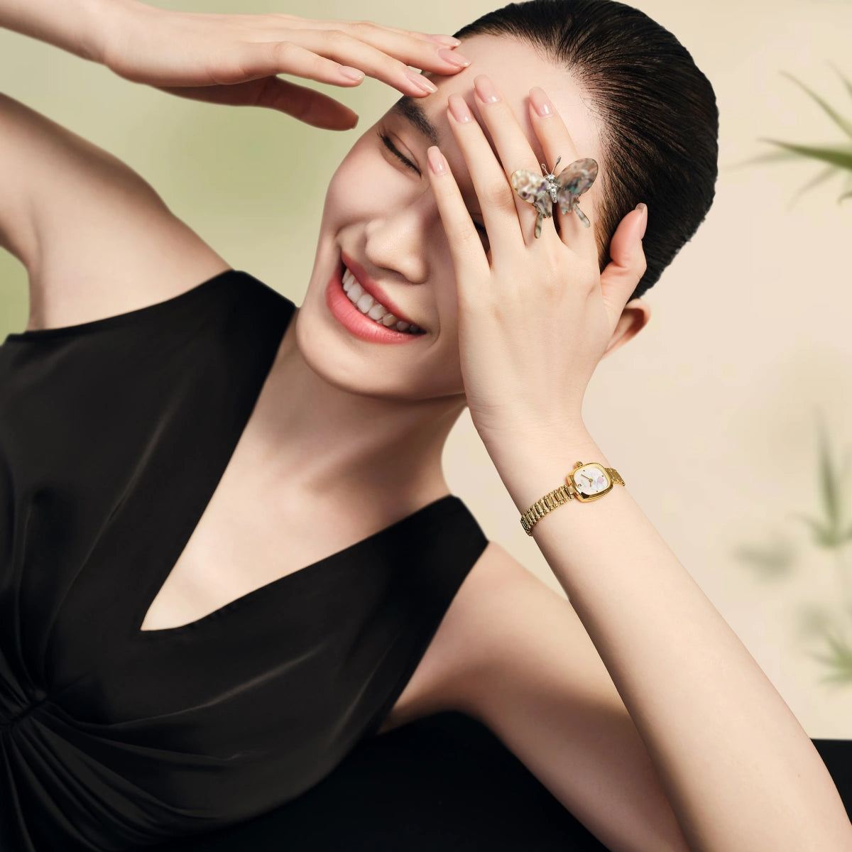 Gold Watches with Butterfly Dial Mother-of-Pearl - FIYTA