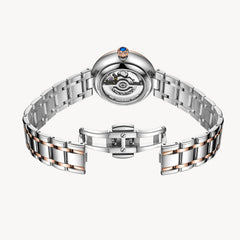 FIYTA Little Bliss Women's Automatic Watch LA803003.MWM detail photo (Silver Dial / Rose Gold & Silver Strap)