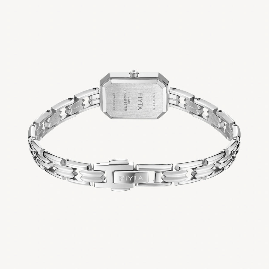 Eastern Grace Collection Women's Watch & Turquoise Clover Bracelet Gift Set - FIYTA (Aqua Blue Dial / Silver Strap)