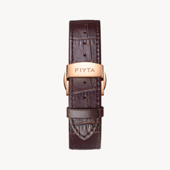 FIYTA Joyart Classic Pair Men's Quartz Watch 41 mm – 50 m G800023.MWK detail image (White Dial / Brown Strap)